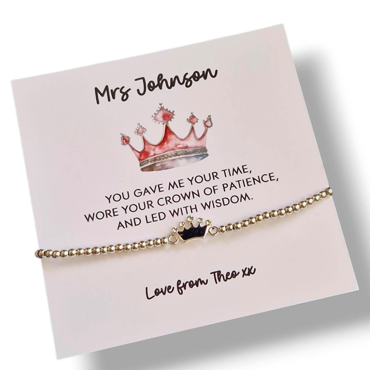 Personalized Teacher Thank You Gift: Silver Charm Bracelet