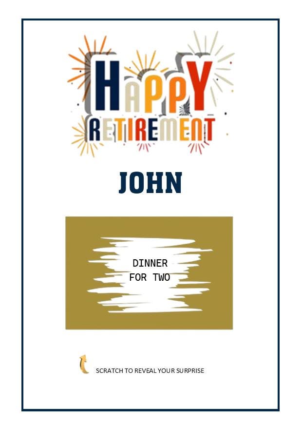 Personalised Retirement Scratch Off Card: Surprise Reveal Gift
