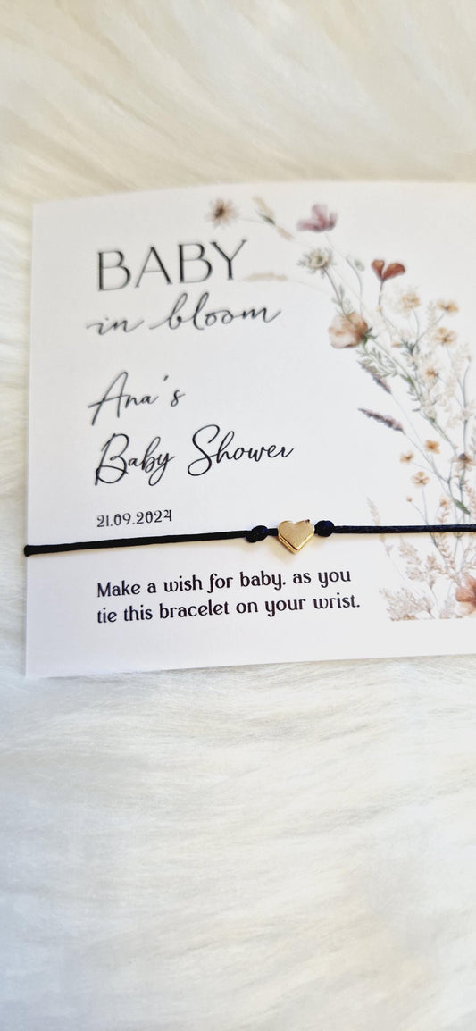 Baby in Bloom- Personalised Baby Shower Wish Bracelet, Mummy to Be, Charm String Bracelet, Personalised Gift -Celebrating Baby - Aqiqah -981