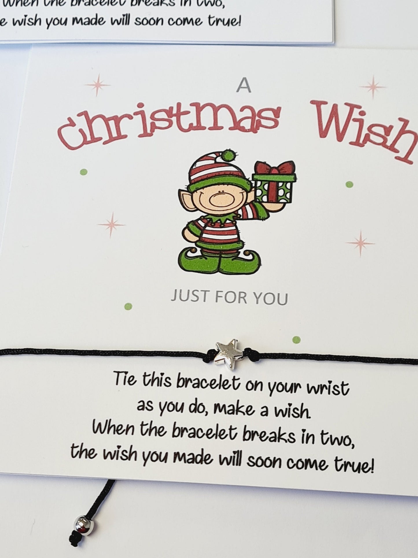 Christmas Wish Bracelets and Backing Card - Christmas Gift -Charm -Schools, Teachers, Groups - Santa, Elf, Rudolph Children - Kids MC7