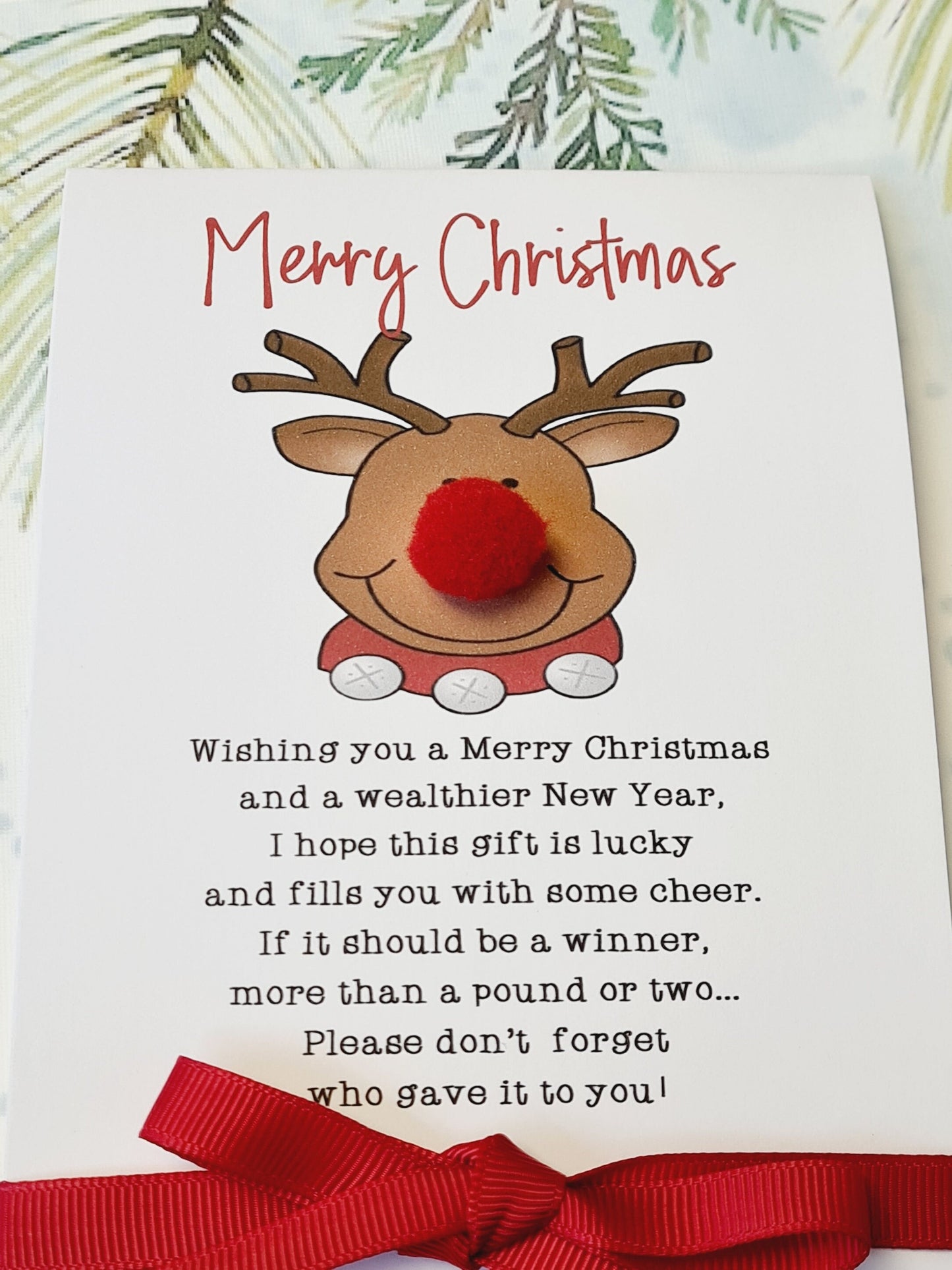 Rudolph Reindeer Novelty Christmas Lottery Ticket Holders - Scratch Card Gift Card - Table Decoration - Festive |RD4