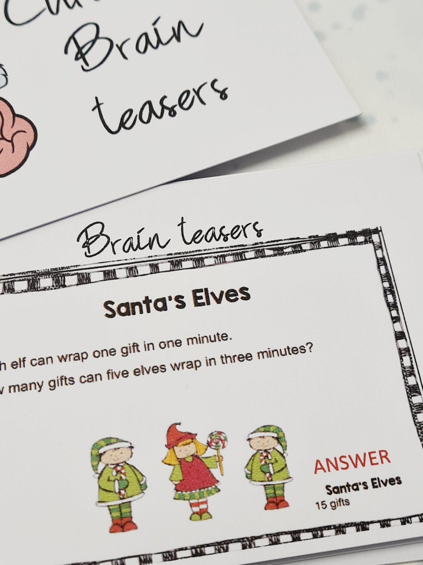 Christmas Brain Teaser Game Cards: Family Holiday Stocking Filler