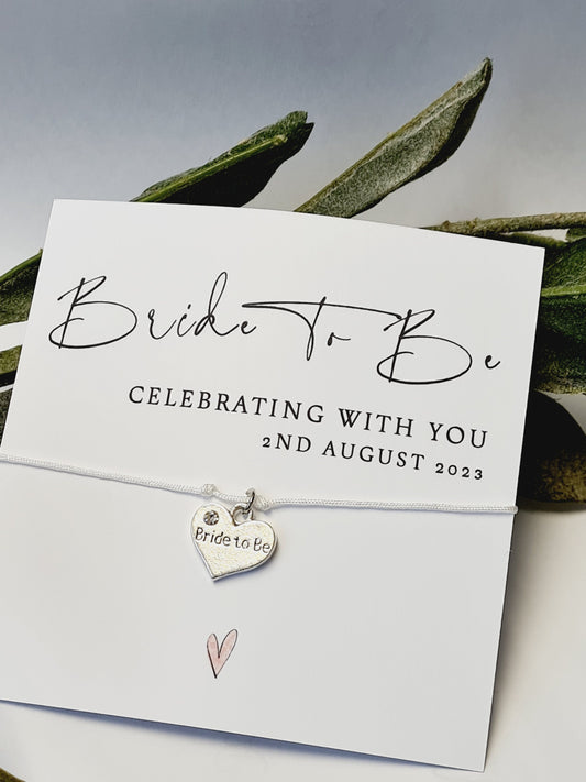 Hen Party Wish Bracelet, Classy, Elegant : Silver Heart Charm, Bride To Be Gift - Hen Do - Hen Weekend