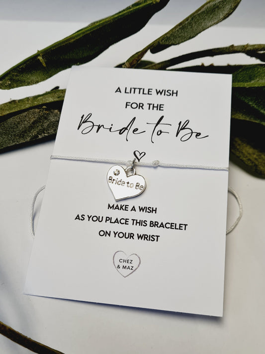 Bride to Be Wish Bracelet: Hen Party Favour, Tibetan Silver Heart