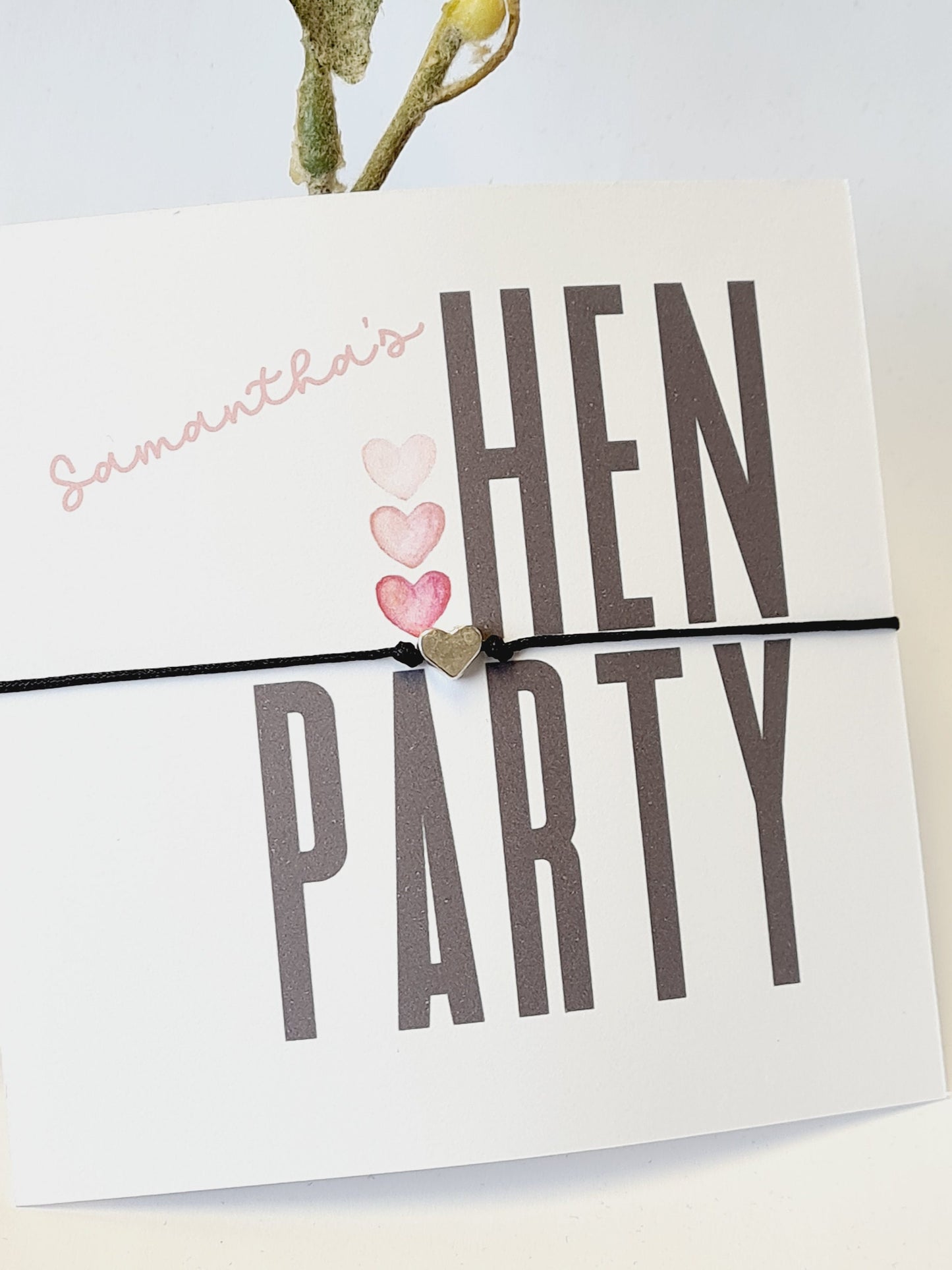 Bulk Personalised Hen Party Wish Bracelets - Goodie Bag Filler - Hen Weekend, Hen Do, Girls Weekend - Pink Heart - Bride to Be HP99