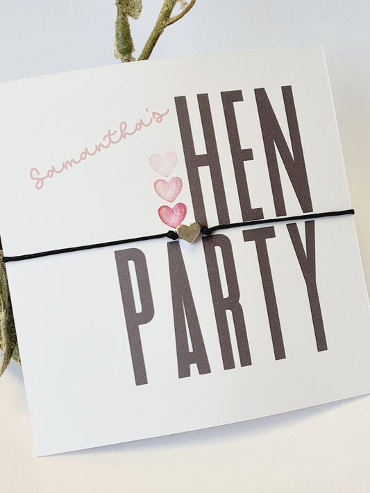 Bulk Personalised Hen Party Wish Bracelets - Goodie Bag Filler - Hen Weekend, Hen Do, Girls Weekend - Pink Heart - Bride to Be HP99