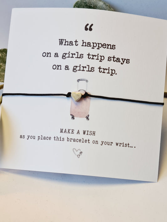 Girls Trip Wish Bracelet: Tibetan Silver Heart Charm