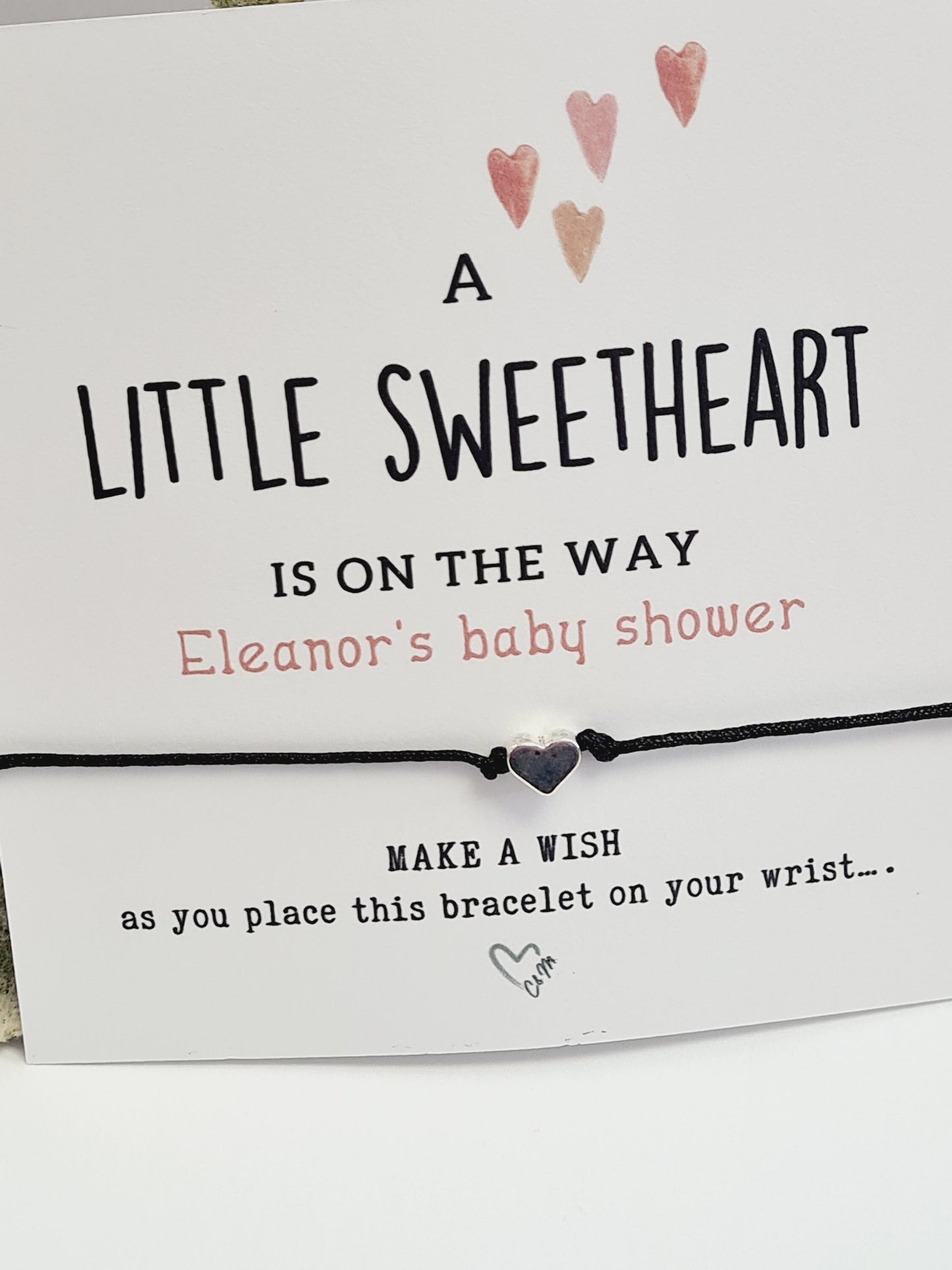 A little sweetheart is on the way- Personalised Baby Shower Wish Bracelet, Mummy to Be, Charm String Bracelet, Personalised Gift -LS77