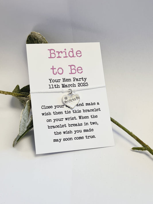 Hen Party Wish Bracelets - Personalised - Goodie Bag Filler - Hen Weekend, Hen Do, Girls Weekend - Bride to Be - Simple- Elegant - P9