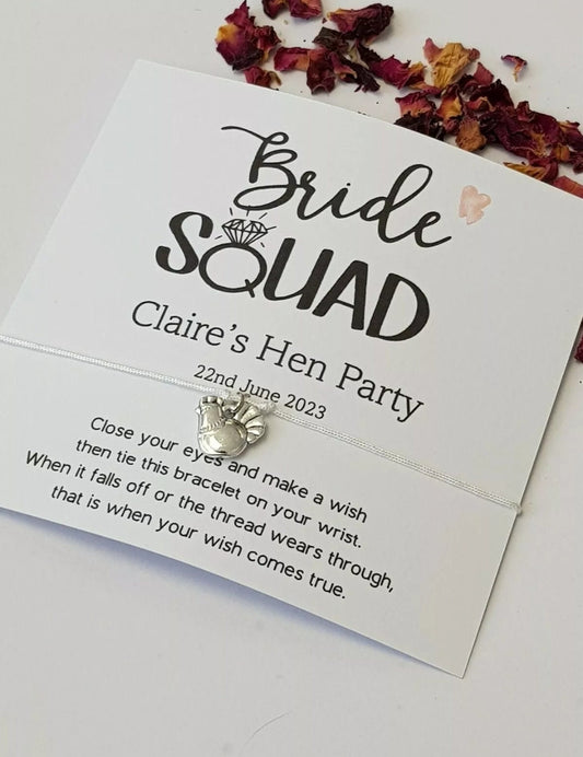Bride Squad Hen Party Wish Bracelets - Personalised - Goodie Bag Filler - Hen Weekend, Hen Do, Girls Weekend-pe5