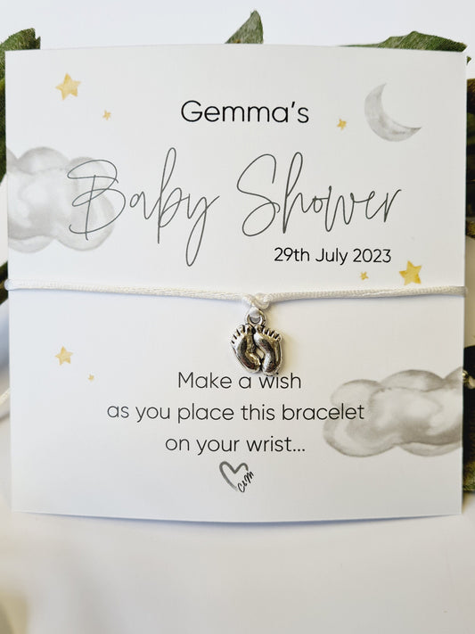 Fluffy Clouds Baby Shower Wish Bracelet | Gender Neutral Party Favour | Personalised Baby Shower Keepsake