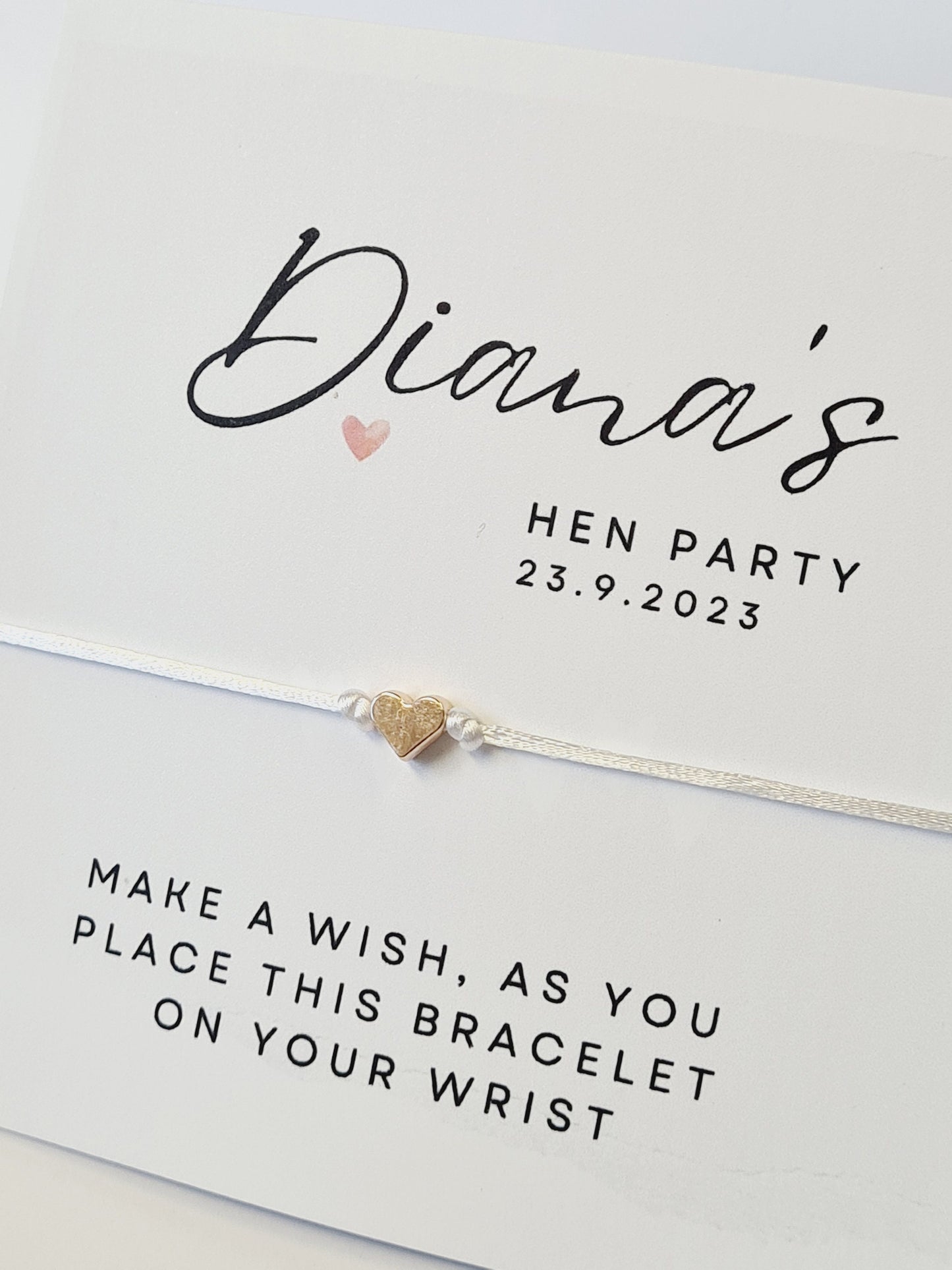 Hen Party Wish Bracelet, Bachelorette Party Gift, Friendship Bracelet, Bridesmaid Keepsake, Bridal Shower Jewellery -CA2