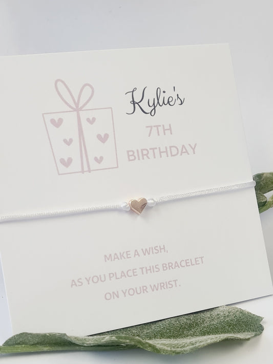 Birthday - Wish string charm bracelet - Party bag filler - Personalised - Any age - Party - Present - friendship bracelet