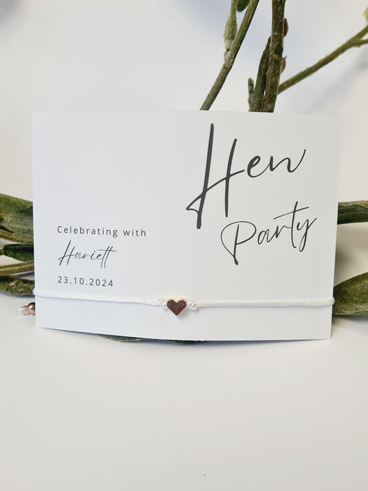 Hen Party Wish Bracelet, Silver Heart Charm, Keepsake, Personalised