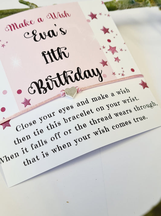 Pink Stars Birthday Wish charm bracelet - Party/ Goodie bag filler - Personalised - Any age - Birthday / Girls Weekend - Celebration-SR5