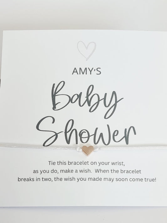 Personalised Baby Shower Wish Bracelet: Heart Charm, Mummy To Be Gift