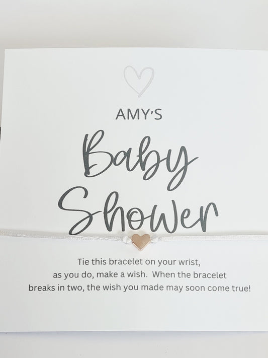 Personalised Baby Shower Wish Bracelet: Heart Charm, Mummy To Be Gift