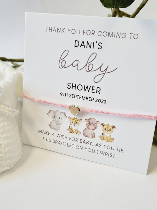 Zoo Animals Baby Shower Wish Bracelet – Personalized Gift