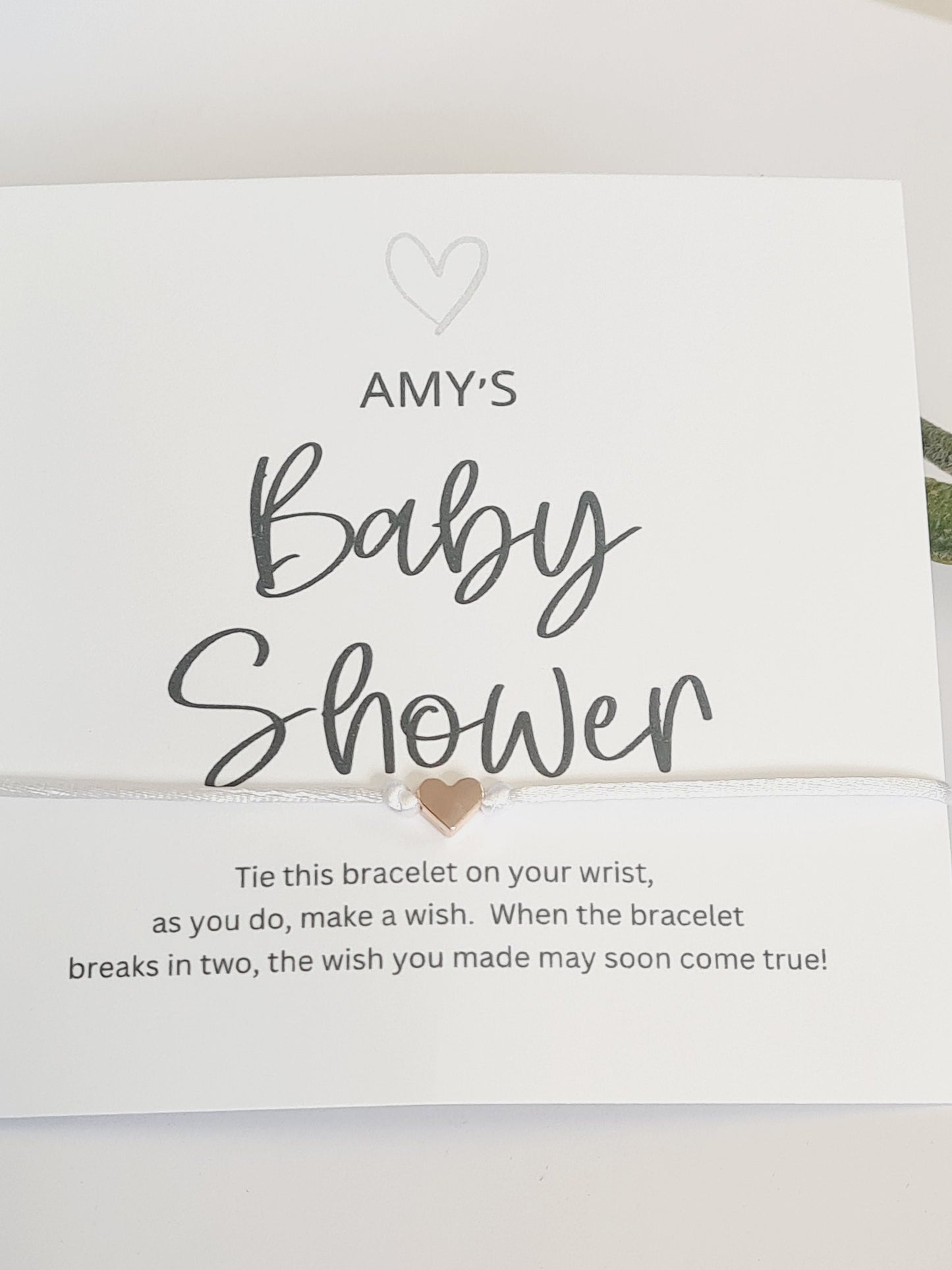 Personalised Baby Shower Wish Bracelet: Heart Charm, Mummy To Be Gift