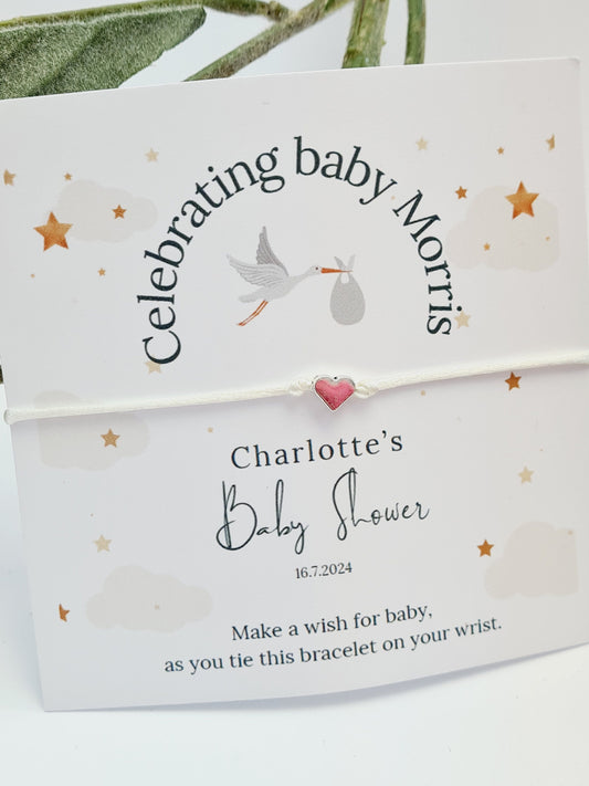 Bulk Wish string Personalised Baby Shower Wish Bracelet, Mummy to Be, Charm String