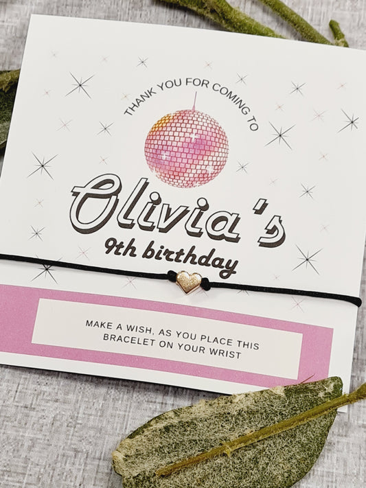 Disco Ball - Glitter Ball - Birthday Wish Bracelet: Personalised Party Favour
