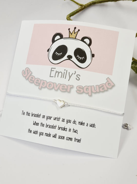 Sleepover Birthday - Sleepover Squad - Wish String Charm Bracelet - Party bag filler - Personalised - Any age - Slumber Party SZ4