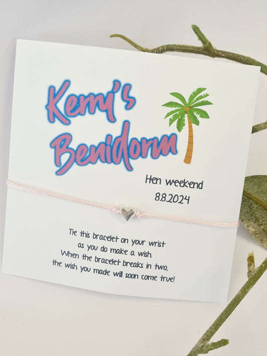 Benidorm Inspired Hen Party Personalised Wish Bracelets - Last Rodeo- Girls Weekend- Hen Do- Hen Weekend -Birthday - Travel - Abroad-C561