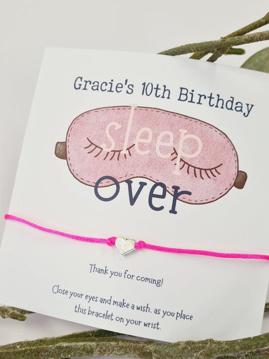 Sleepover Birthday Wish Bracelet: Personalised Party Favour - Guest Gift - Friends