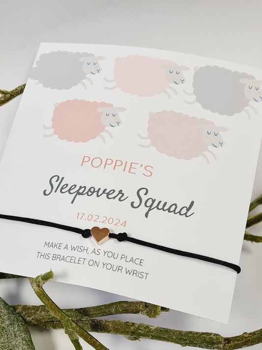 Sleepover Squad Wish Bracelet: Personalized Party Favor