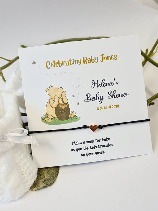 Winnie the Pooh Wish Bracelet: Baby Shower Charm Bracelet - Gender Neutral - Bear - Cute