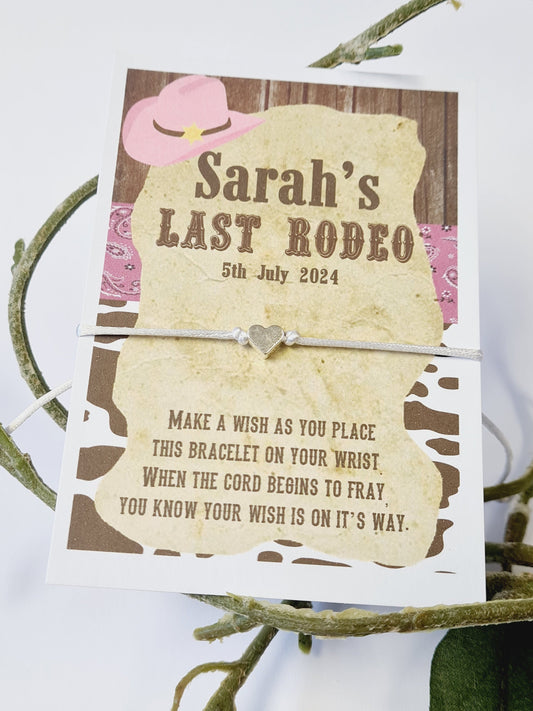 Last Rodeo Pink Hen Party Wish Bracelets I Personalised I Goodie Bag Filler I Hen Weekend IHen Do I Hen Holiday I Bride to Be - RR50