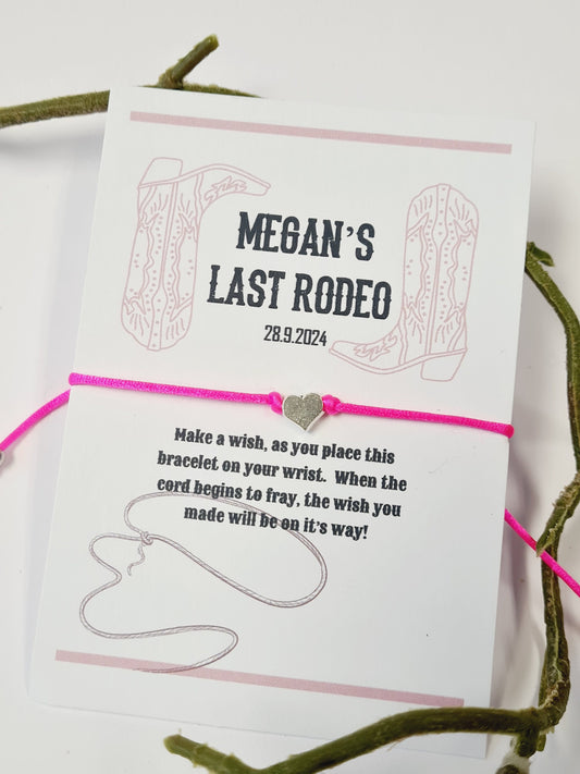 Last Rodeo Pink Hen Party Wish Bracelets I Personalised I Goodie Bag Filler I Hen Weekend IHen Do I Hen Holiday I Bride to Be - FC57