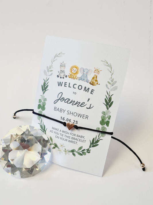 Baby Shower Wish Bracelet – Zoo Animals, Personalized Gift