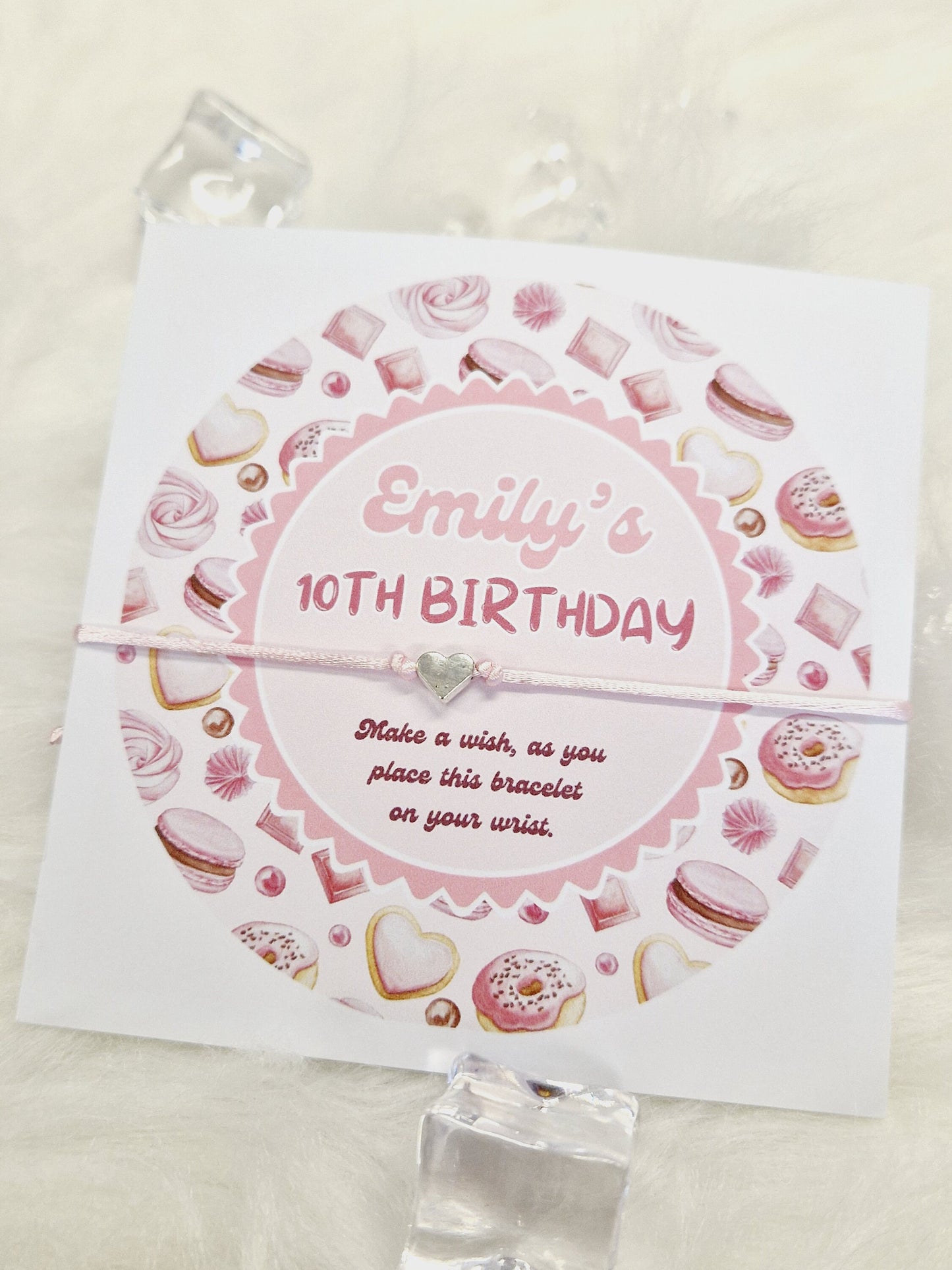 Birthday - Friendship Cord Charm Bracelet - Party bag filler - Personalised - Any age - Wish Bracelet -Party M02