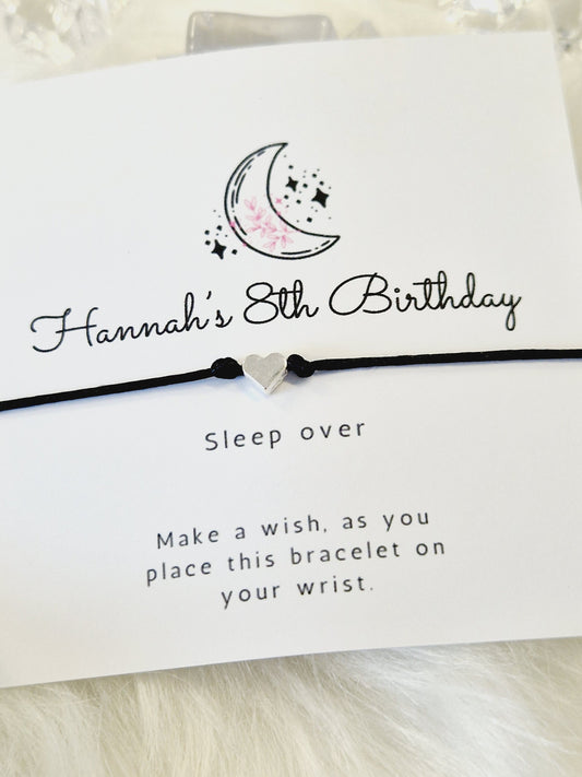 Sleepover Birthday - Moon and Stars - Wish String Charm Bracelet - Party bag filler - Personalised - Any age - Slumber Party xd3