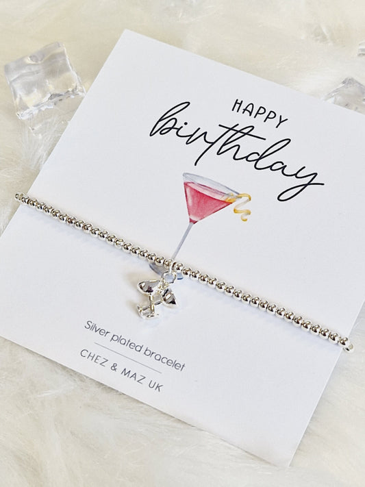 Happy Birthday IWine I Red Wine I Friend I Birthday Gifts For Women I Beaded Silver Jewellery with Silver Wine Bottle Charm-Wine5