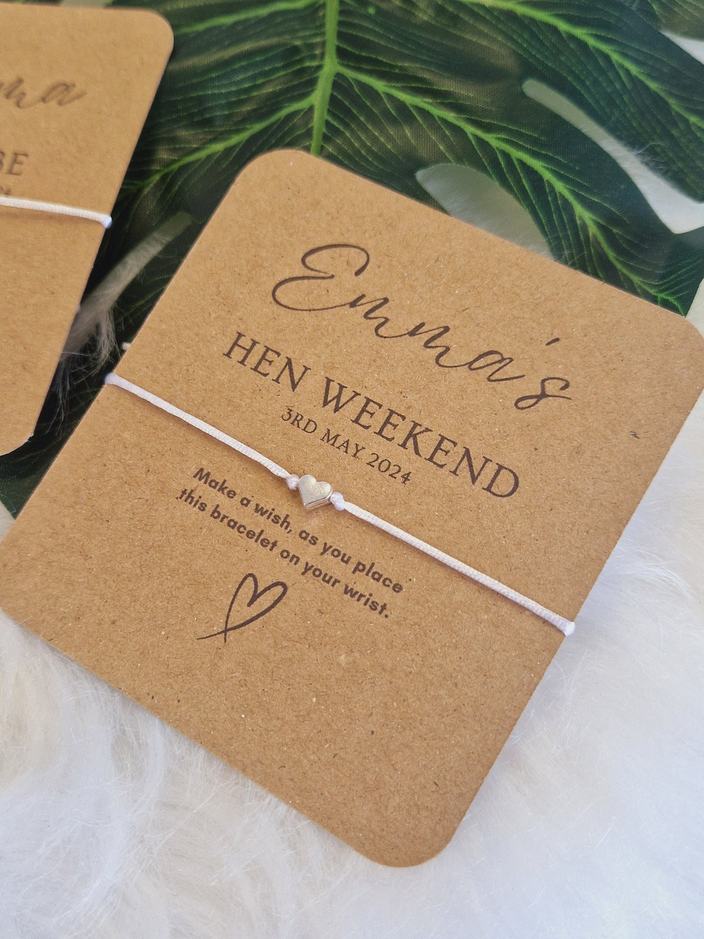Pack of 10 Personalised Wish Bracelet: Hen Party Favor, Eco-Friendly Card