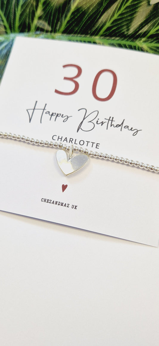30th Birthday, 30, Thirty Charm Bracelet: Custom Silver Plated Bracelet, Personalised