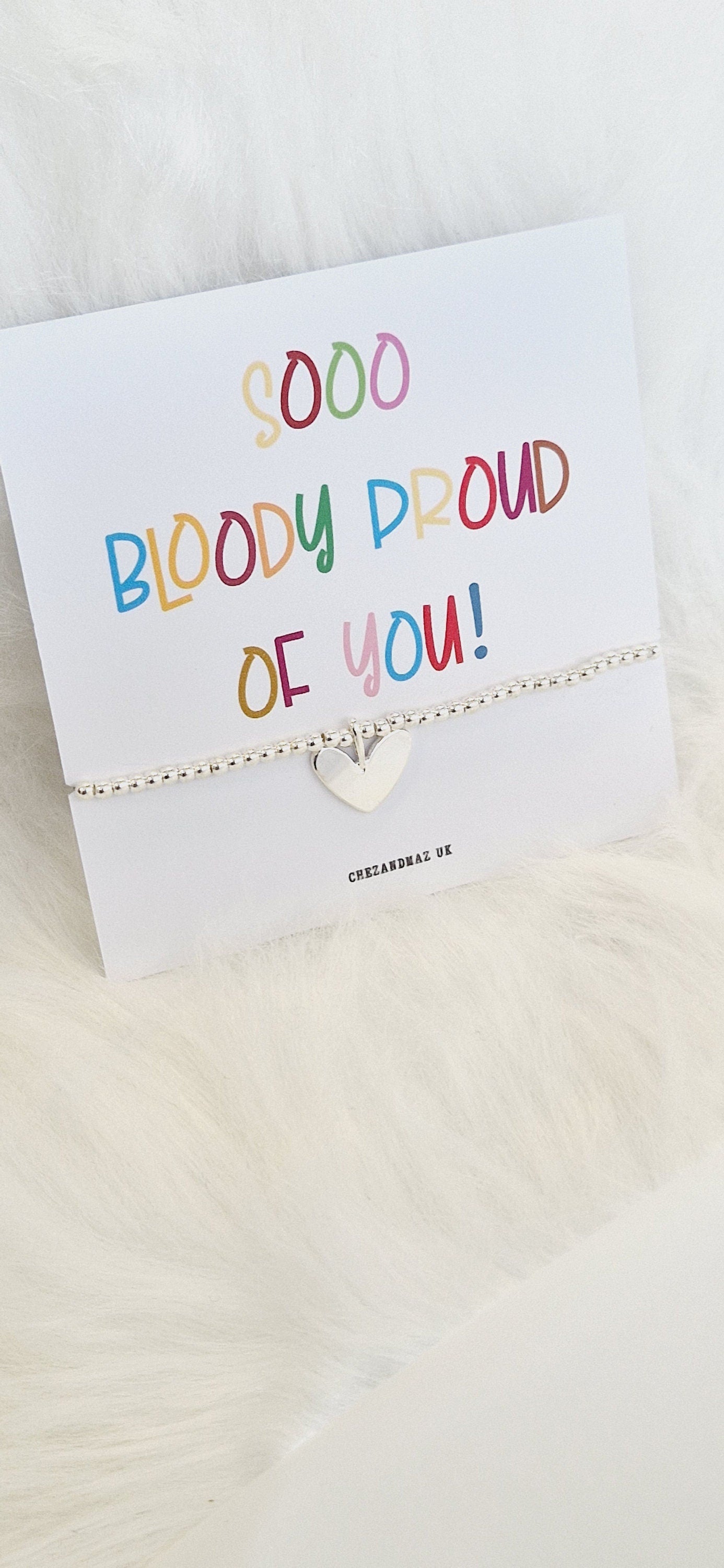 So Proud of You Silver Plated Charm Bracelet, Heart Charm