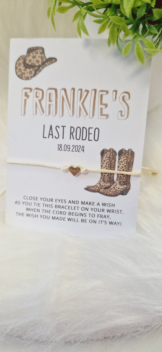 Last Rodeo Leopard Print Hen Party Wish Bracelets - Personalised - Goodie Bag Filler - Hen Weekend, Hen Do, Girls Weekend - Final Hoedown