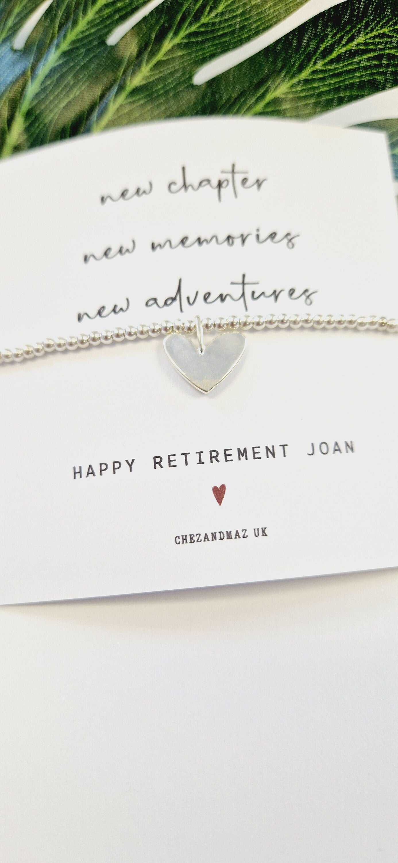 Retirement Bracelet, Personalised | Good Luck I New Chapter I New Memories I New Adventures | Silver Plated Charm Bracelet RT100