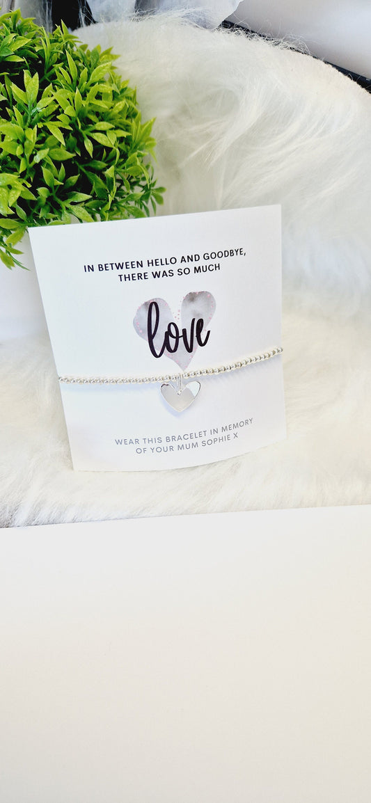 Personalised I Loss And Grief I Stretch Heart Charm Bracelet I Bereavement Silver Gift I Losing Someone I Thinking of you I Stretch Bracelet