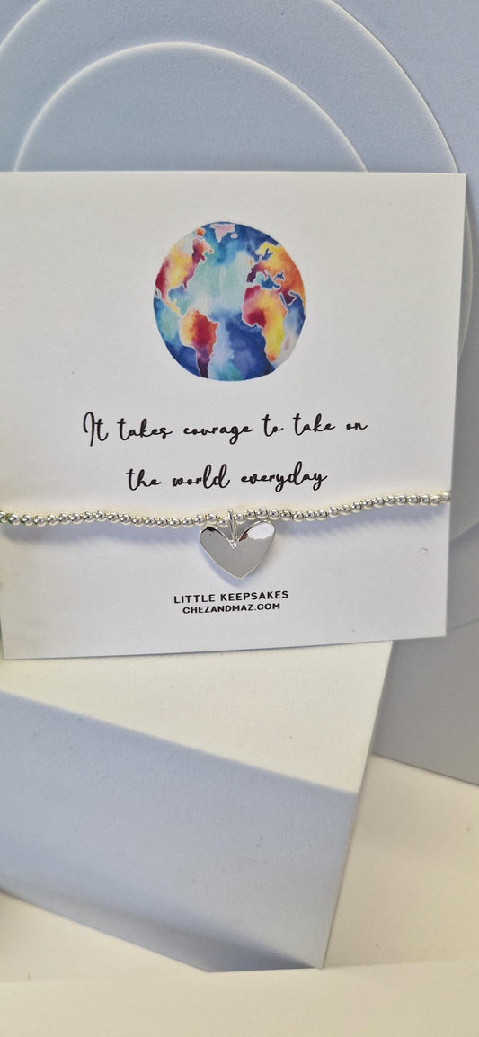 It takes courage to take on the world everyday ISilver Bracelet - Friendship Bracelet I Courage I Empowering | Silver Stacking Bracelet I TW