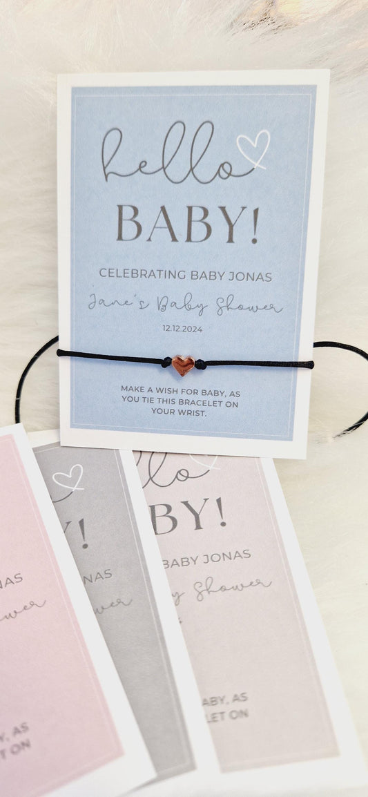 Baby Shower I Hello Baby I Personalised Baby Shower Wish Bracelet I Mummy to Be I Guest Favour String Bracelet I Personalised Gift - hB11