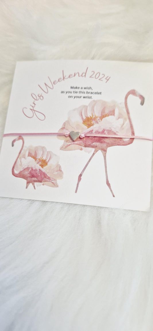 Girls Weekend 2024; Girls Getaway Gift I Girls Trip I Wish Bracelet I Flamingo I Wish Bracelet I Girls Weekend Gift I Pink