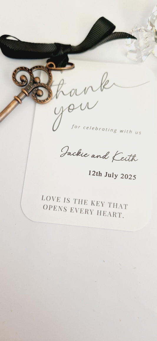 Personalised Wedding Favour Guest Gift I Thank you Wedding favours I Key Bottle Opener I Gift Tag and Ribbon