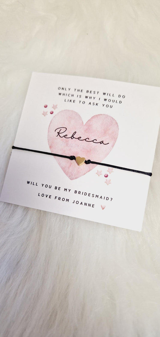 Personalised Bridesmaid Proposal Wish Bracelet: Flower Girl, Maid of Honour Gift