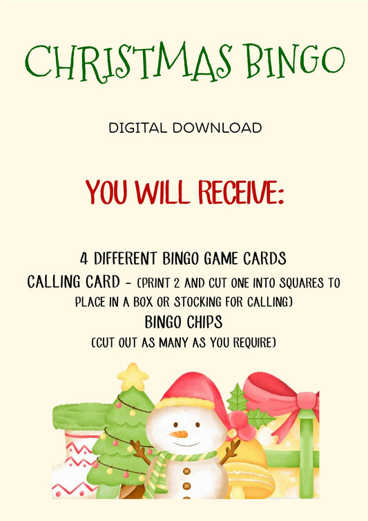 Christmas Bingo Picture Cards I Digital Download I Printable Christmas Bingo Game for Kids & Adults, Holiday, Work Christmas Party I A4