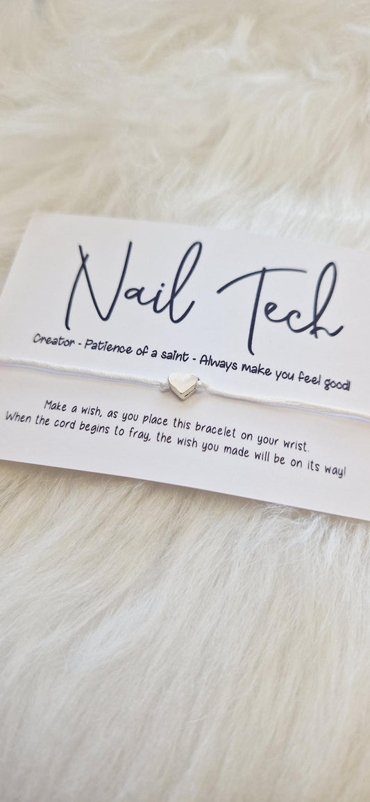 Nail Tech, Wish Bracelet, Wish String, Special Gift, Charm String, Sentiment Card, Nail Tech Gift, Gift For Nail Tech, Professional Gift,