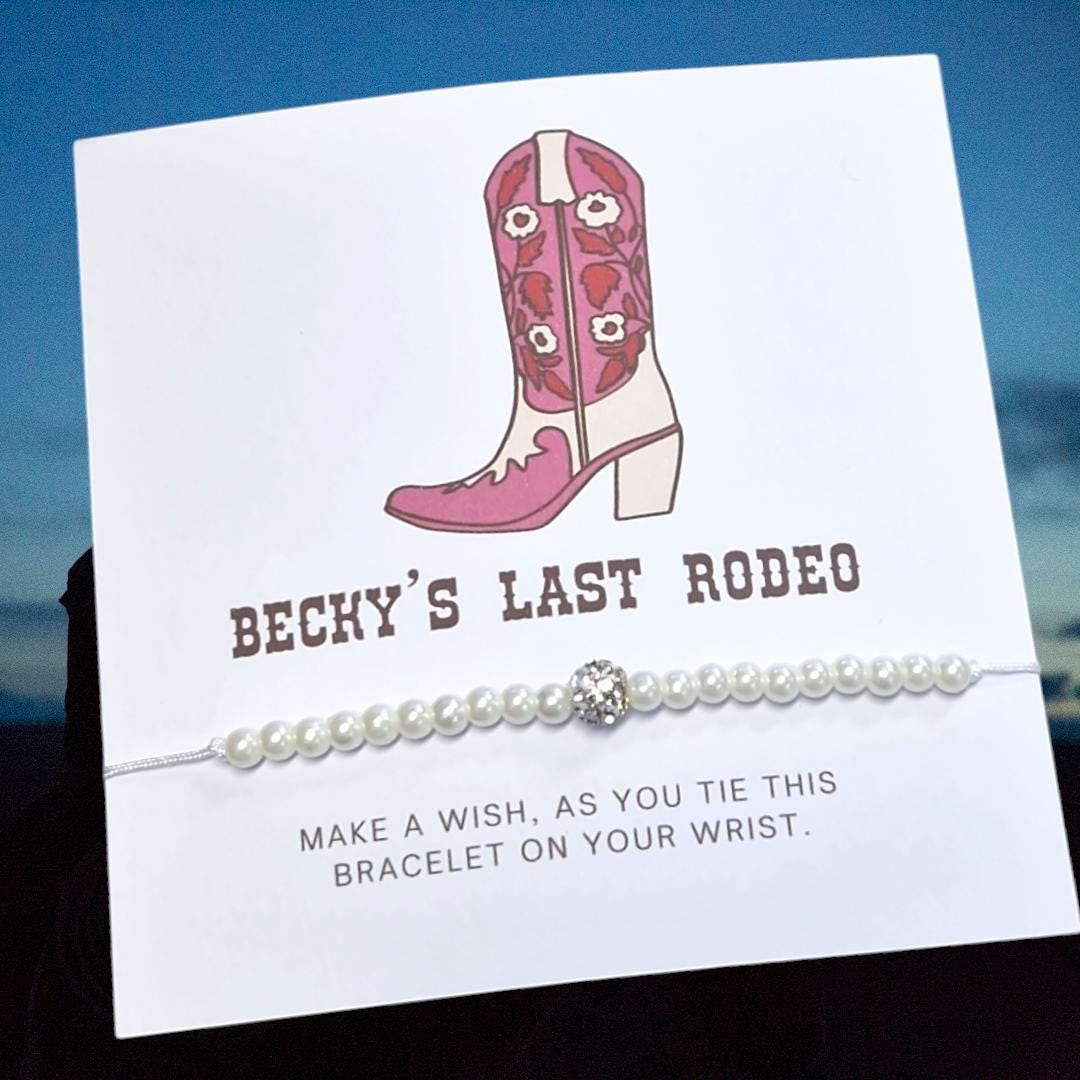 Last Rodeo Pink Hen Party Wish Bracelets - Personalised - Hen Weekend, Hen Do, Girls Weekend - Final Hoedown - Pearl Bracelet - Star